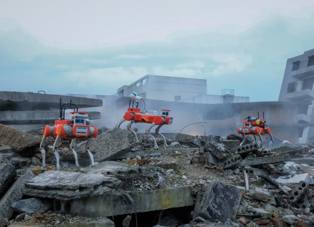 DEEP Robotics rescue robots on rubble