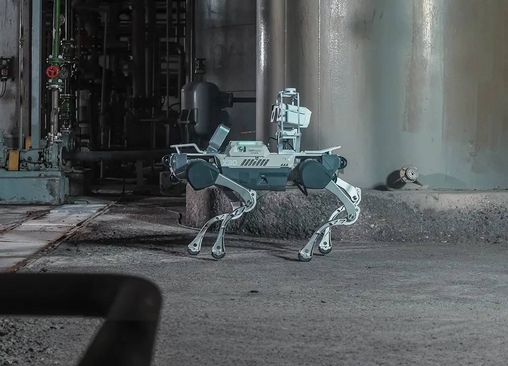 DEEP Robotics X30 Pro quadruped inspecting an industrial plant