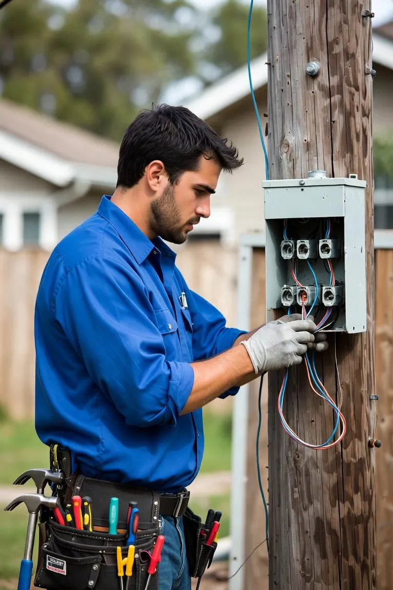 Electrician working on an electrical panel